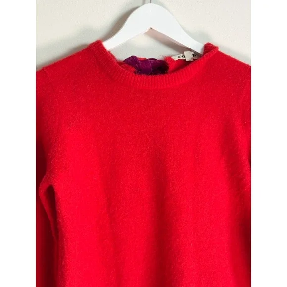 Boden Red Fluffy Bow Back Jumper Sweater Velvet Tie Women's Size XS - Picture 5 of 14